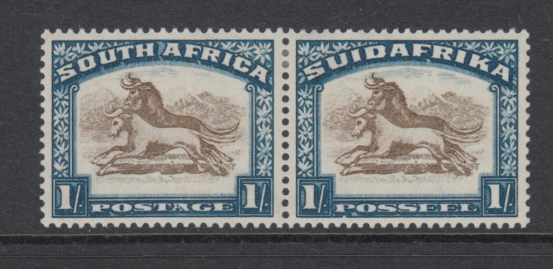 South Africa Sc 43 MLH. 1930 1sh dull blue & brown Wildebeest, VF 