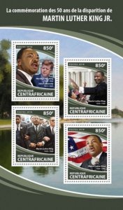 Central Africa - 2018 Martin Luther King - 4 Stamp Sheet - CA18106a