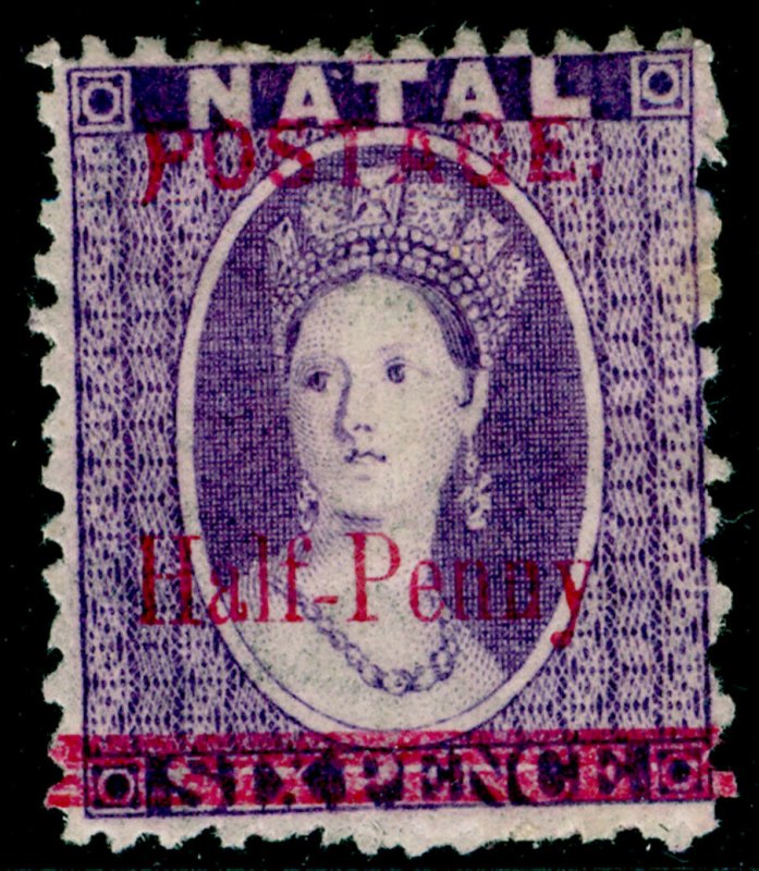 SOUTH AFRICA - Natal SG114, ½d on 6d violet, M MINT.