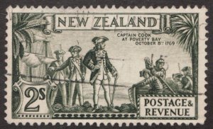 1935 New Zealand Sc #197 Captain Cook at Poverty Bay in 1769 - Used Cv$50