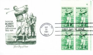 Artmaster First Day Cover #1933 Bobby Jones Block of Four Golf 1981