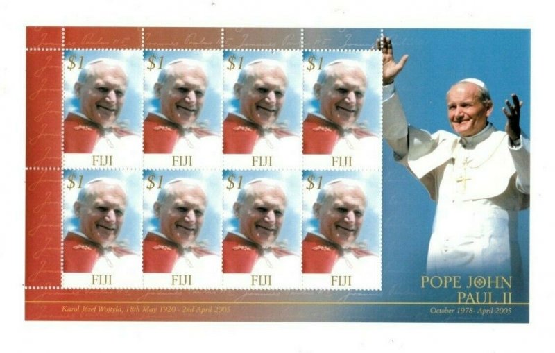 Fiji 2005 - SC# 1059 - Pope John Paul II Memorial - Sheet of 8 Stamps - MNH