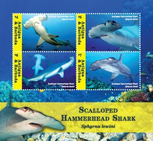 Antigua 2018 - Scalloped Hammerhead Shark - Sheet of 4 stamps - MNH