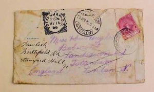 CAPE OF GOOD HOPE  FPO 1900 CAPECOLONY FORWARDED TO TOTTENHAM ENGLAND 1d BOER