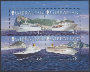 GIBRALTAR Sc # 1055a CPL MNH SOUVENIR SHEET of 4 DIFFERENT CRUISE SHIPS