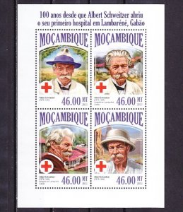 Mozambique, 2013 issue. Albert Schweitzer & Red Cross sheet of 4. ^
