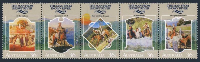 Australia 1034 ae strip,MNH.Michel 1036-1040. Man from Snowy River,by Paterson.