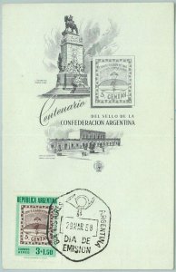 68614 - ARGENTINA - Postal History - MAXIMUM CARD 1958 - Stamp Centenary-