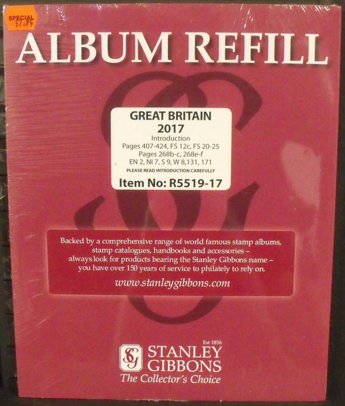15537   GREAT BRITAIN - STANLEY GIBBONS SUPPLEMENT 2017         SRP$ 57.95