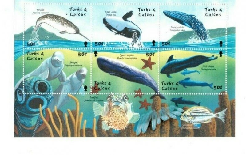 Turks and Caicos - 2001 - Whales - Sheet of Six - MNH