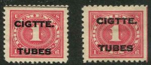 USA SC# RH1-2 Cigarette Tube revenue issues 1c Perf 11, & perf 10 MNG