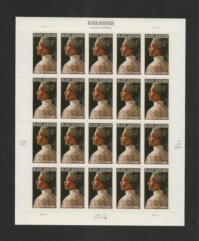 # 4408 Anna Julia Cooper 44¢ Sheet 2008  MNH 