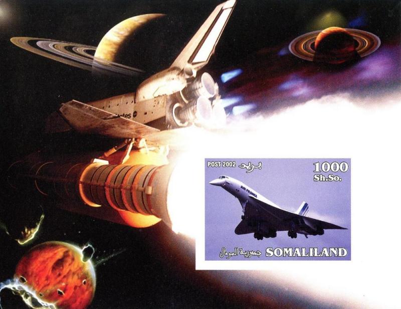 SOMALILAND SHEET MNH IMPERF SPACE AVIATION