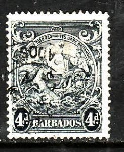 Barbados-Sc#198-used 4p black Colony seal-id3-1938-47-