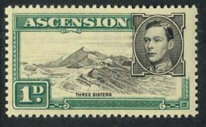 ASCENSION 1938-53 KGVI 1d Green & Black THREE SISTERS Pictorial Sc 41D MNH