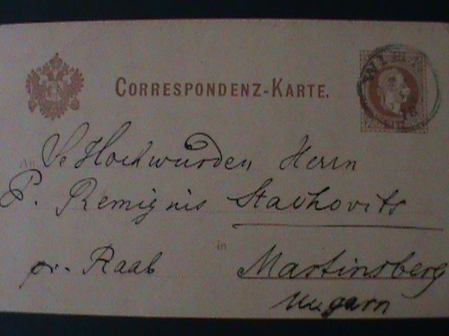 ​AUSTRIA-1867- AUSTRO-HUNGARIAN MONARCHY PAID  POSTCARD -VF-157-YEARS OLD RARE