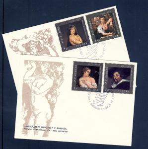 Poland, 2209-12, Paintings Set Two FDC's,**Used**