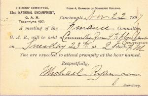 US - #UX 12 Postal Card - G.A.R. Encampment Committee 1897