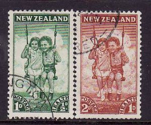 New Zealand-Sc#B20-1-used semi-postal set-Children in swing-1942-