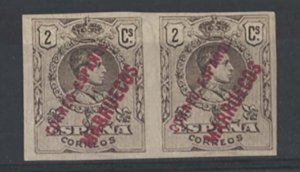 Spanish Morocco 1909 2c sepia (numbers on back) imperf horiz pair as sg3 fine