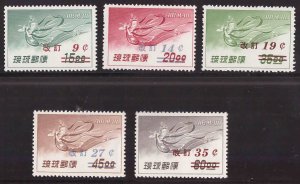 RYUKYU Scott C14-C18 MNH** Heavenly Maiden with Flute surcharged arimaill set