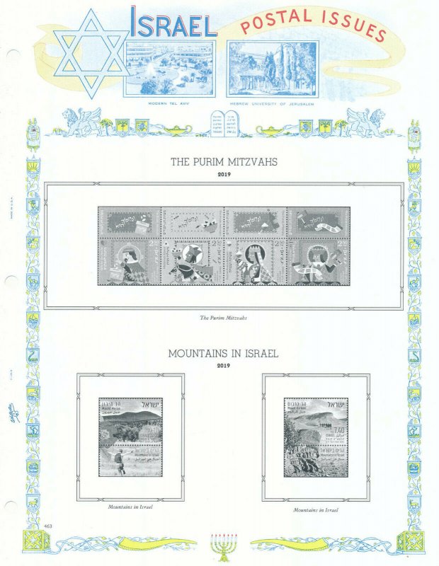 WHITE ACE 2019 Israel Tab Singles Stamp Album Supplement ITAB-63