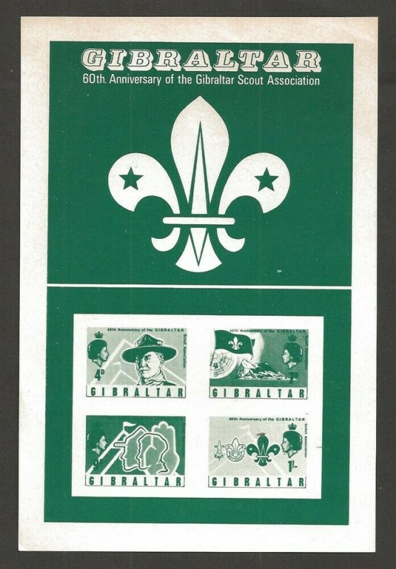 1968 Gibraltar Boy Scouts 60th anniv BadenPowell stamp announcement