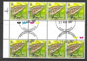 PITCAIRN ISLANDS SG734 2007 $2  MOTHS GUTTER BLOCK OF 8 STAMPS FINE USED