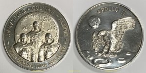 MEDALLA APOLO 11 PRIMER DESCENSO LUNAR JULIO 20 1969