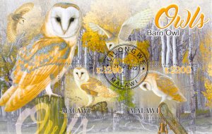 Malawi 2022 Sheet  Barn Owl wildlife bird 2 values (TS0173)