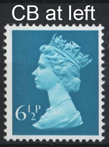 GB 1971 Machin Specialised 6½p CB, ERROR band displaced to left (like Wilding