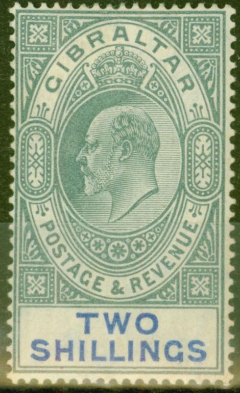 Gibraltar 1903 2s Green & Blue SG52 Fine & Fresh Mtd Mint (3) 