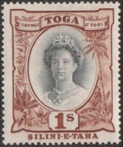 Tonga 1942 SG80 1/- Queen Salote black and red-brown MNH