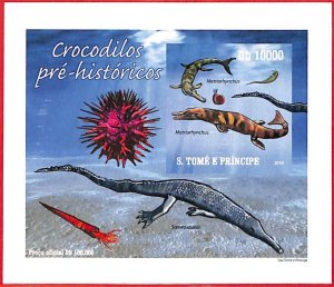 A4474 - SAO TOME & PRINCIPE- ERROR IMPERF Souvenir s: 2010 Prehistoric crocodile