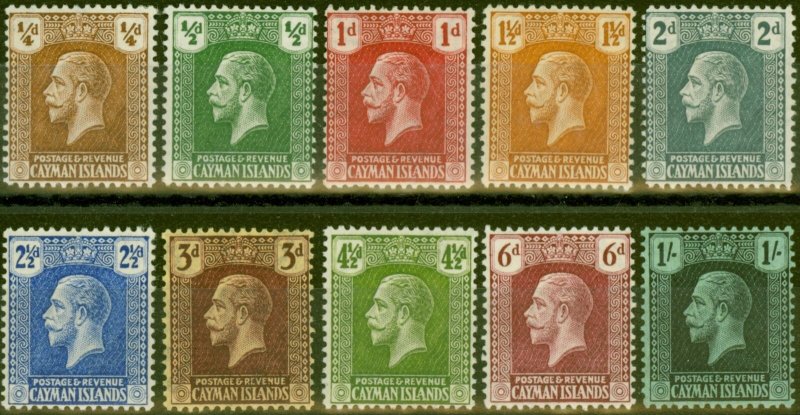 Cayman Islands 1921-25 set of 10 to 1s SG69-79 Fine Lightly Mtd Mint