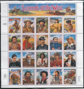 US #2869 Mint Sheet, Legends of the West, M-NH*-