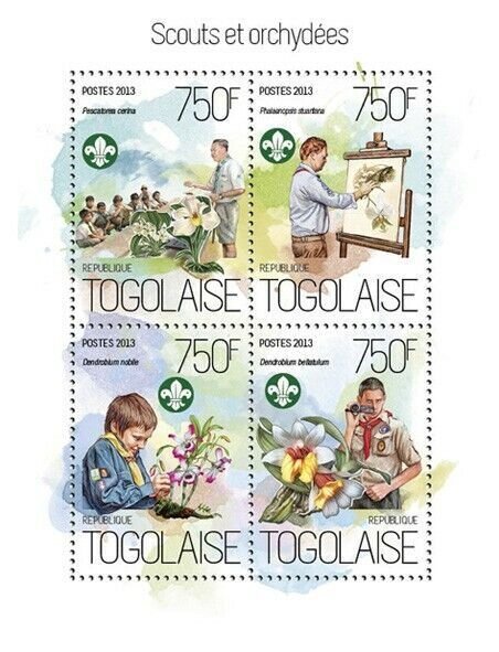 2013 TOGO MNH. SCOUTS AND ORCHIDS |  Michel Code: 5486-5489
