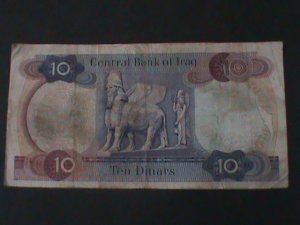 IRAQ-CENTRAL BANK OF IRAQ-10 DINARS CIRCULATED VERY OLD-ANTIQUE BANK NOTE-VF