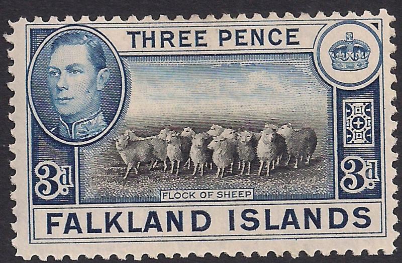 Falkland Island 1938 - 50 KGV1 3d Flock of Sheep MM SG 15 ( K1345 )