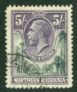 SG 14 Northern Rhodesia 1925. 5/- slate-grey & violet. Very fine used CAT £22