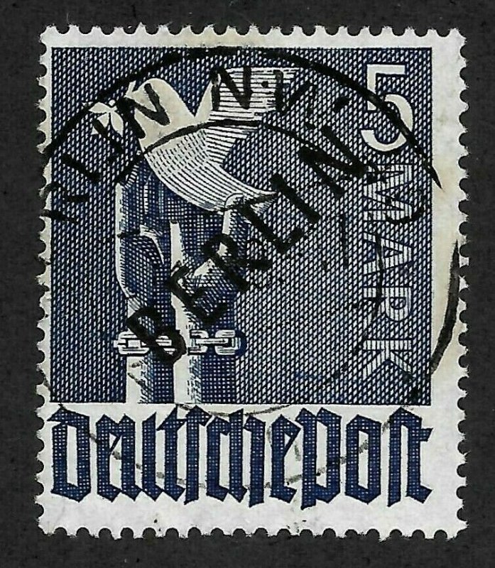 Doyle's_Stamps: Nice Authenicated 1948 Berlin Overprinted 5 Mark  Scott #9N20