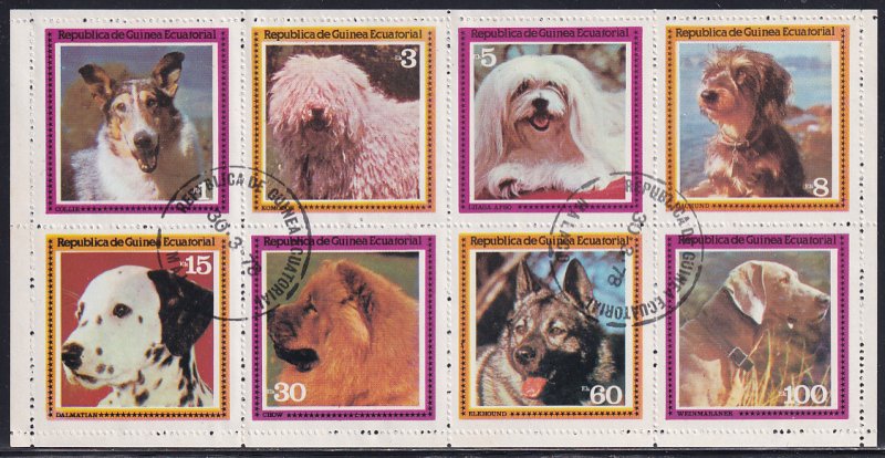 Equatorial Guinea Sc N/L Cats Dogs Leaning Tower of Pisa Etc. Stamp 4 SS CTO NH