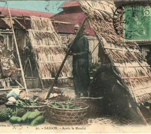 Indochina VIETNAM Postcard *After the Market* Saigon 1909 {samwells-covers} PC7