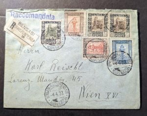 1922 Registered Italian Libya Cover Benghazi to Vienna XVI Austria Karl Reischl