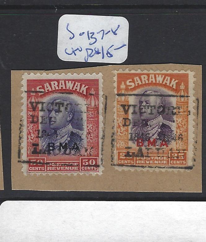 SARAWAK  (P2010B)  BOX LABUAN CANCEL 25c+50 C     SG 137-8    PIECE      VFU