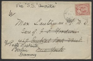 1907 Montreal to New York Cover Redirected to Germany Berlin Receiver 2c Rate