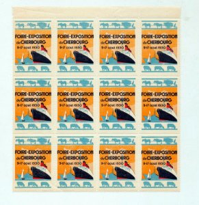 FRANCE 1930 Cherbourg Foire Exposition Poster Labels MNH x 12(NT5818s