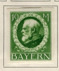 GERMANY BAVARIA; 1914 early Luitpold issue Imperf Mint hinged 10M. value