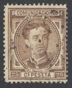 Spain Sc# 225 Used 1876 25c King Alfonso XII