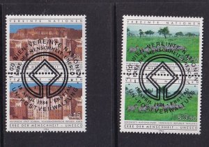 United Nations Vienna  #42-43  cancelled  1984 world heritage in pairs